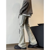 Unisex Jeans Washed Old Vintage Micro-Flared Jeans