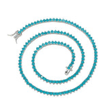 Zircon necklace three prongs haze blue tennis necklace