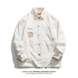 Men Long-Sleeve Shirt Men Fashion Brands All-Match White Casual Jacket
