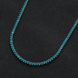 Zircon necklace three prongs haze blue tennis necklace