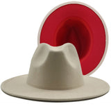 Walter White Fedora Woolen Hat Double-Sided Color Matching Felt Cap Flat Brim Fedora Hat
