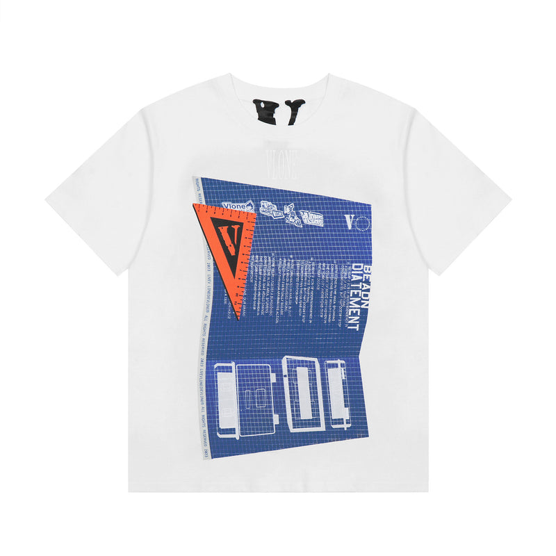 Vlone T Shirt Spring and Summer Pattern Big V Letter
