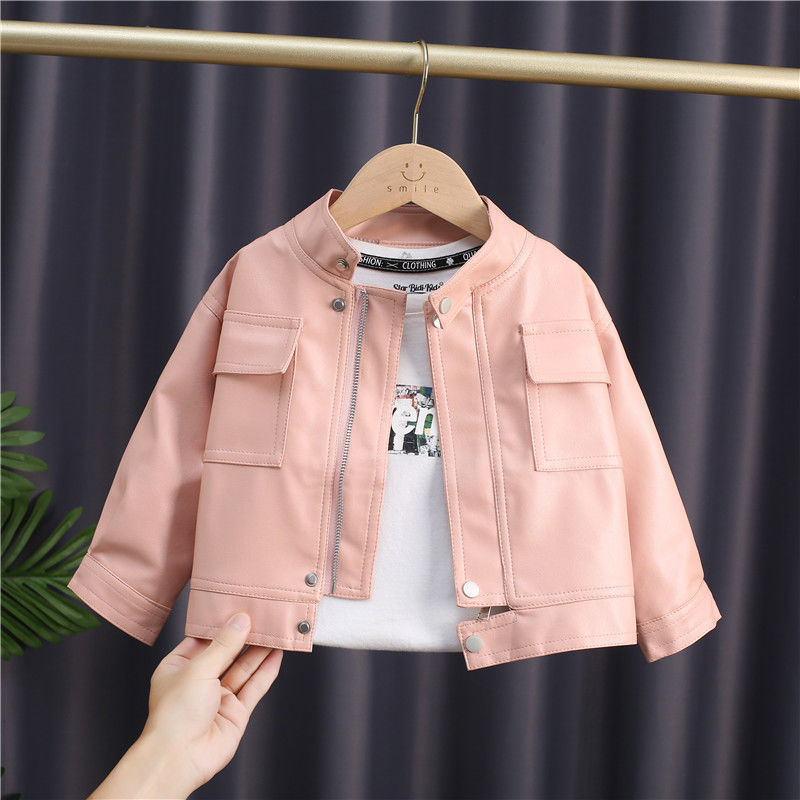Boy Jacket Children's Clothing Girl's Leather Cloth Spring and Autumn Baby Boys' Jacket Short Korean Coat