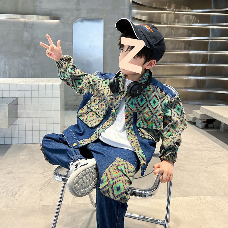Boy Jacket Fried Street Boys Spring Denim Suit Boys Korean Fashion Clothes Fashion