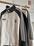 Unisex Baseball Jersey Spring and Autumn Vintage Loose Stand-Up Collar Embroidered Sweater