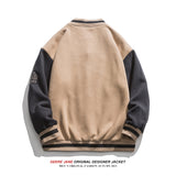 Men Baseball Jacket Spring Colorblock Baseball Uniform Coat Men Loose Retro Vintage