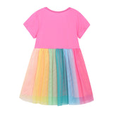 Girl Dress Children's Gauze Dress Summer Girls' Dress Cartoon Printed Fashion Flower Children's Short Sleeve