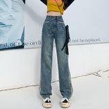 Unisex Jeans High Waist Straight Jeans Loose