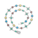 Zircon necklace mixed color zircon single row chain