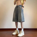 Unisex Jeans Star Pattern Denim Shorts Loose Straight