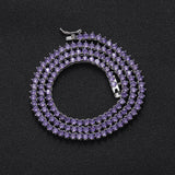 Zircon necklace 3mm purple tennis chain