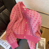 Girl Jacket Girl's Sweater Plaid Warm Cardigan Top Autumn and Winter