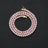 Zircon necklace pink zirconium tennis chain