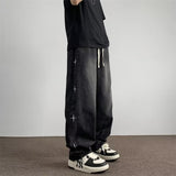 Unisex Jeans Star Embroidered Jeans Vintage Wide Leg Pants