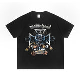 Rock Star T Shirt Motorhead Rock Band Washed Distressed T-shirt Loose