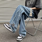 Unisex Jeans Embroidered Jeans Men's Spring and Autumn Vintage Loose Wide Leg Straight Pants