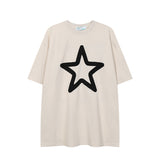 After Prom Shirt Star Letters High-Density Embroidered Cotton T-shirt Drop-Shoulder Short Sleeve T-shirt