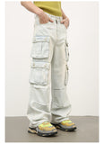 Unisex Jeans American Vintage Washed Straight Tooling Jeans Wide Legs