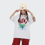 After Prom Shirt Summer Fashion Brand Floral Print Oversize Short Sleeve Cotton T-shirt