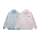 Unisex Baseball Jersey Spring and Autumn Jacket Double-Sided Plaid Embroidered Loose Casual Couple Jacket