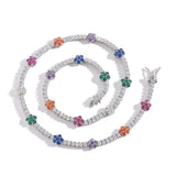 Zircon necklace colorful small flower-shaped zircon single row chain