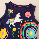 Girl Dress Children's Summer Clothing Skirt Girls' Vest Dress Knitted Cotton Cartoon Printed Princess Dress