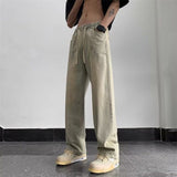 Unisex Jeans Vintage Washed Old Jeans Loose Straight Pants