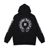 CHH Chrome Heart Hoodie Crowe Horseshoe Burning Cross Print Long Sleeve Sweater