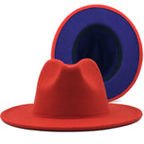 Walter White Fedora Woolen Hat Double-Sided Color Matching Felt Cap Flat Brim Fedora Hat