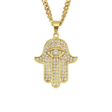 Jewelry Rhinestone Hamasa hand Necklace