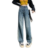 Unisex Jeans High Waist Straight Jeans Loose