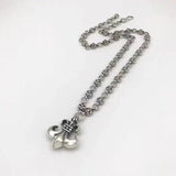 Chrome Heart Necklace Pendant Silver Plated