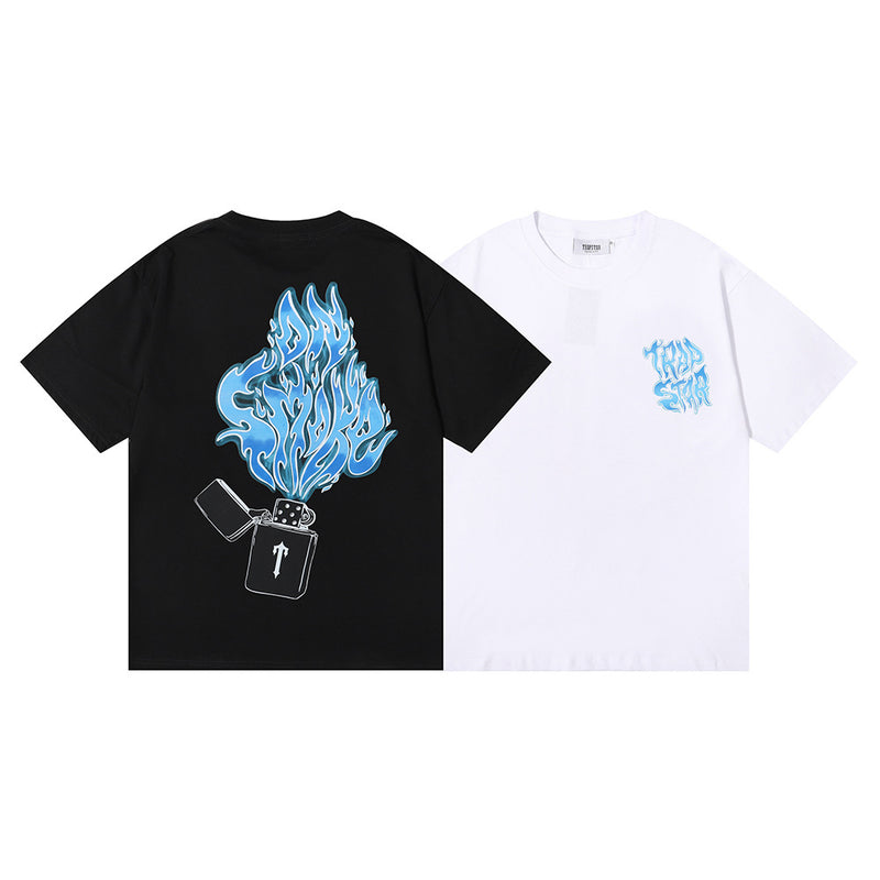 Trapstar T Shirts Trapstar Lighter Flame Print Casual Short Sleeve T-Shirt