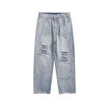 Unisex Jeans Vintage Ripped Rough Jeans