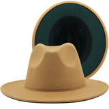 Walter White Fedora Woolen Hat Double-Sided Color Matching Felt Cap Flat Brim Fedora Hat