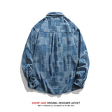 Men Long-Sleeved Shirt Spring Green Denim Shirt Men Loose Casual Shirt