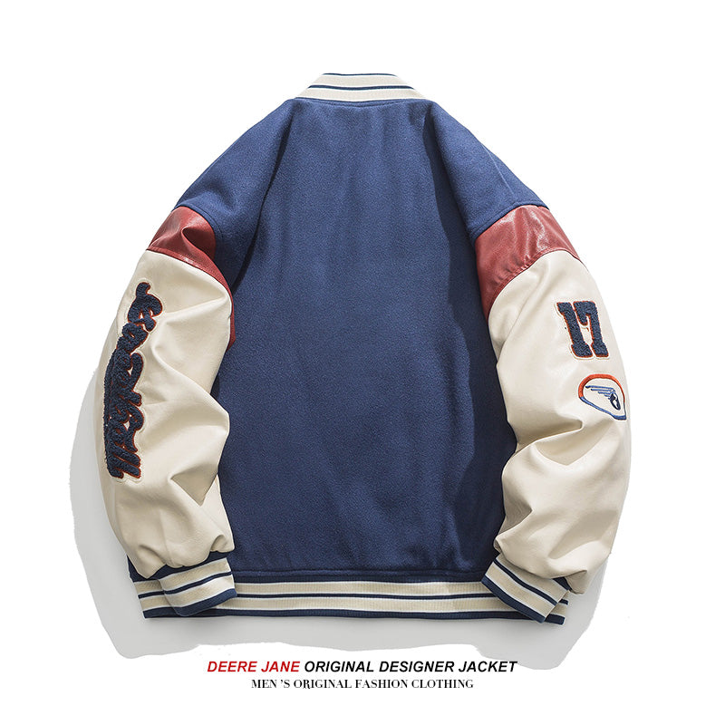 Men's Baseball Jacket Stitching Baseball Uniform Men's Winter Loose Casual Jacket