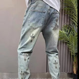 Unisex Jeans with Cross Embroidery