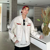 Unisex Baseball Jersey PU Leather Spring and Autumn Loose Jacket