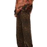 Unisex Jeans Vintage Leopard Jeans Loose Wide Leg Pants