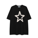 After Prom Shirt Star Letters High-Density Embroidered Cotton T-shirt Drop-Shoulder Short Sleeve T-shirt