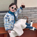 Girl Jacket Three-Dimensional Flower Fleece Padded Coat