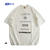 After Prom Shirt Letter Print Patch Short Sleeve T-shirt Male and Female Trendy Brand Loose