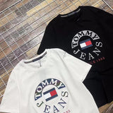 Tommy T Shirts Printed 3D Stitching Large Logo Couple Short Sleeve T-shirt