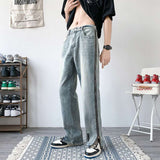 Unisex Jeans High Street Split Straight Pants