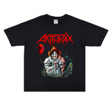 Rock Star T Shirt Anthrax Band Printed T-shirt Short Sleeve round Neck Loose Version for Men and Women