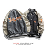 Men's Baseball Jacket Men's Loose Casual Vintage Leather Coat Cotton-Padded Jacket