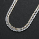 Zircon necklace glossy spring buckle rectangular zirconium single row tennis chain