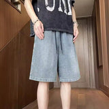 Unisex Jeans Star Pattern Denim Shorts Summer Loose