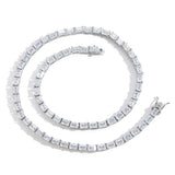 Zircon necklace rectangular pagoda stone tennis chain